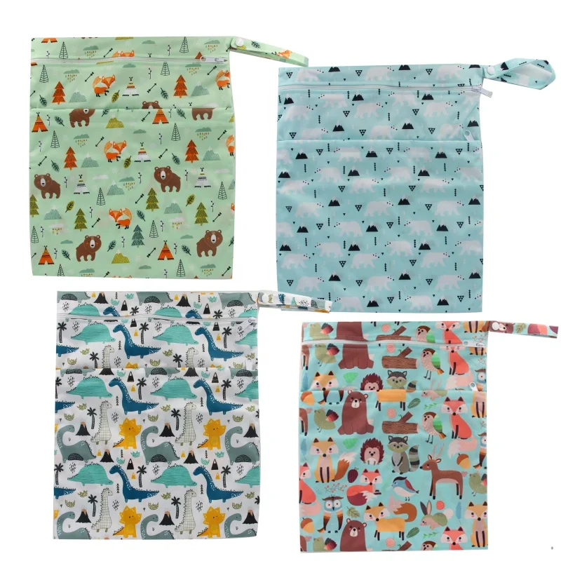 Новый дизайн 2022, влажная сумка на молнии, сумка для детских подгузников, водонепроницаемые двойные карманы, Влажные Сумки