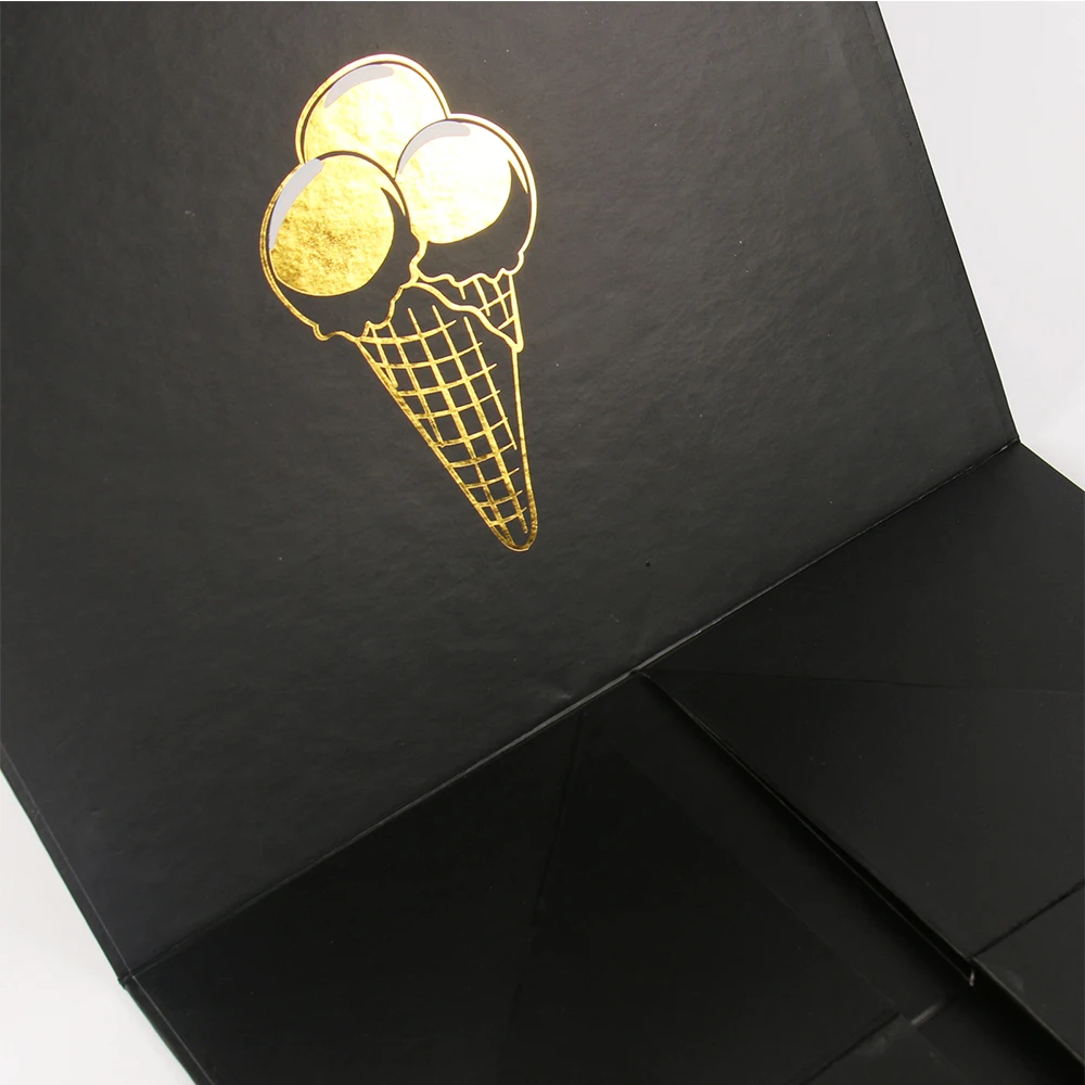 Custom Flat Shipping Magnetic Closure Black Foldable Gift Box Paper Packaging Boxes For Storage Tea Cloth Shoes
