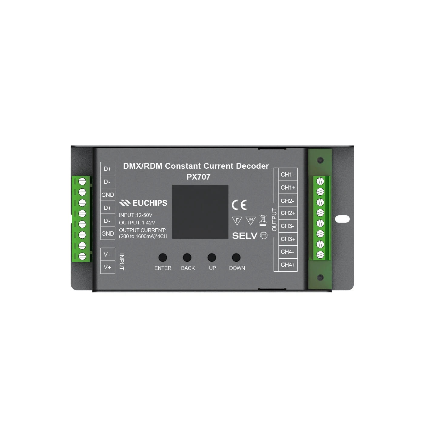 EUCHIPS 4-Channel DMX512 Decoder Constant Current Controller with Overcurrent Protection for Dimmers