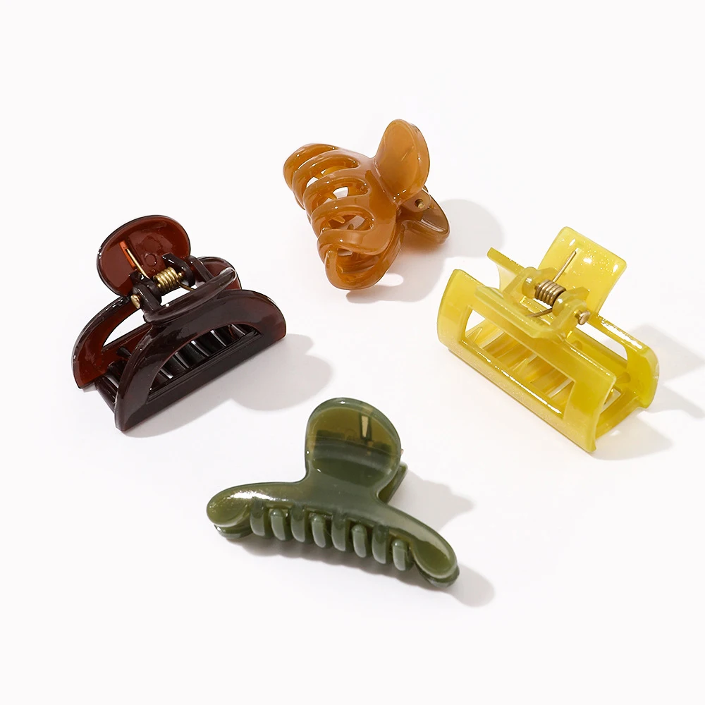 Cute jelly solid color hollow outed hair clip claw Girls small fashion shark hair clamp clip Female hair claw clips