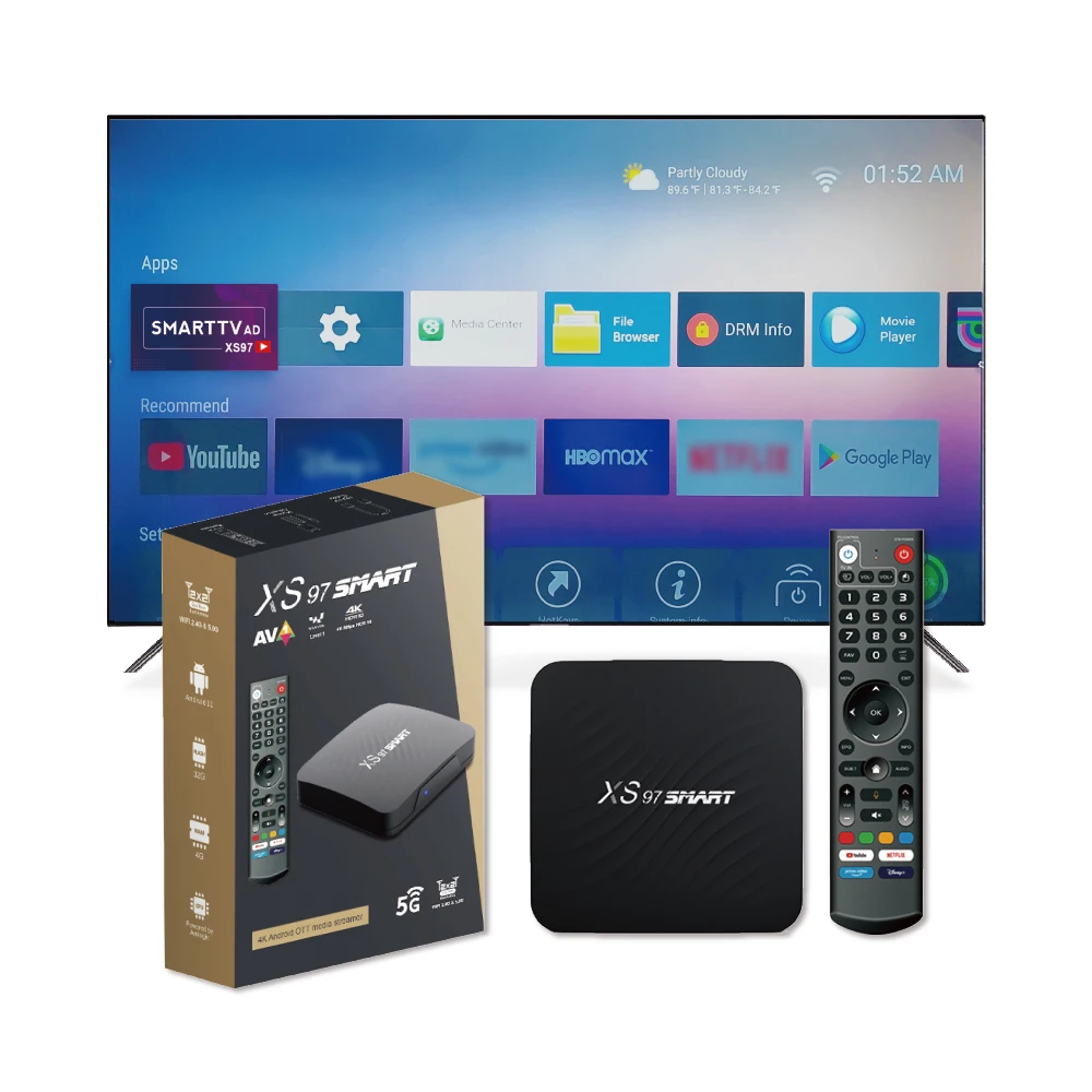 XS97 SMART New Design Mali-G31MP2 4gb ram 32gb rom BT 5.0 amlogic s905y4 iptv stb tv box