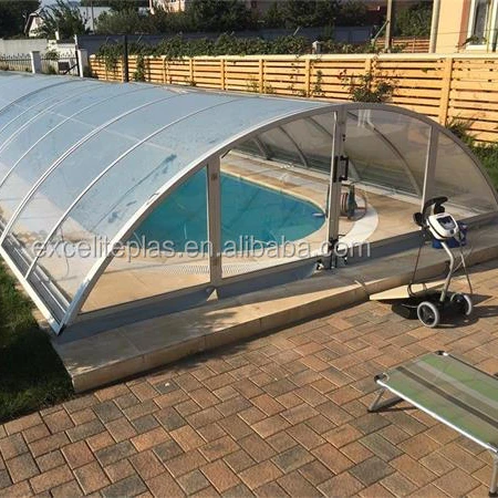China Products Manufacturers PC Panel Retractable Aluminum Swimming Pool Enclosure