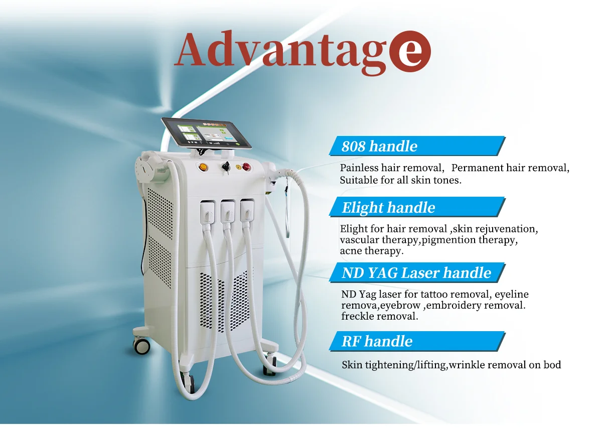 4in1 Multifunctional Laser Beauty Equipment Rf Face Lift Nd Yag Laser Tattoo Diode laser IPL Hair Removal For salon use