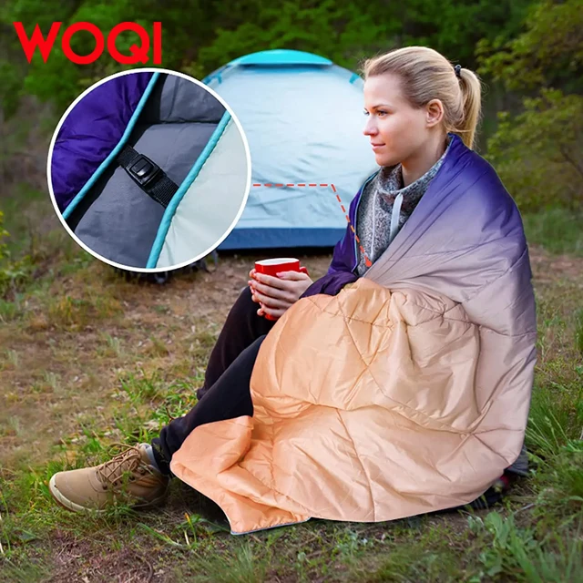Woqi Ultralight Backpacking Sleeping Blanket Water-Resistant duck down Blanket for Outdoor Warm and Lightweight