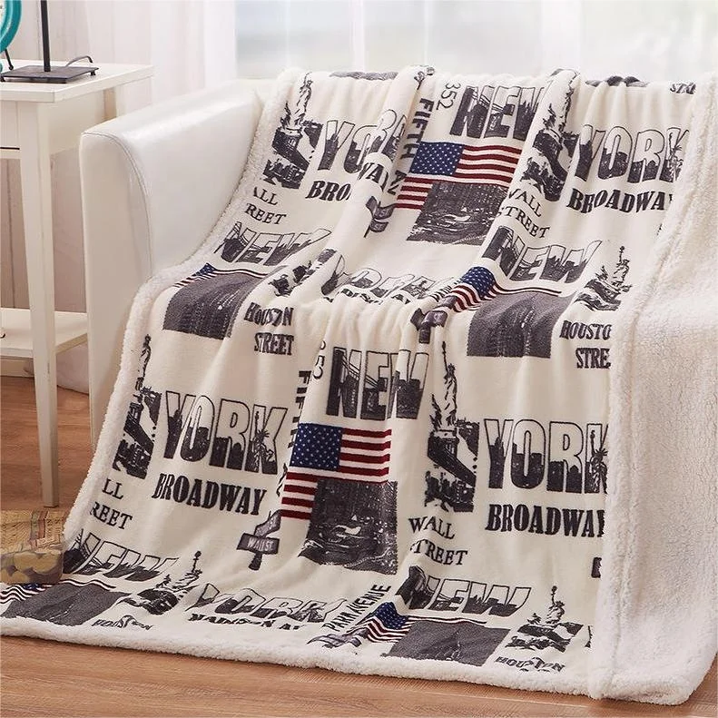 Wholesale Sofa Cute Animal Blanket Fleece Double Thickened Home Office Nap Sherpa Blankets