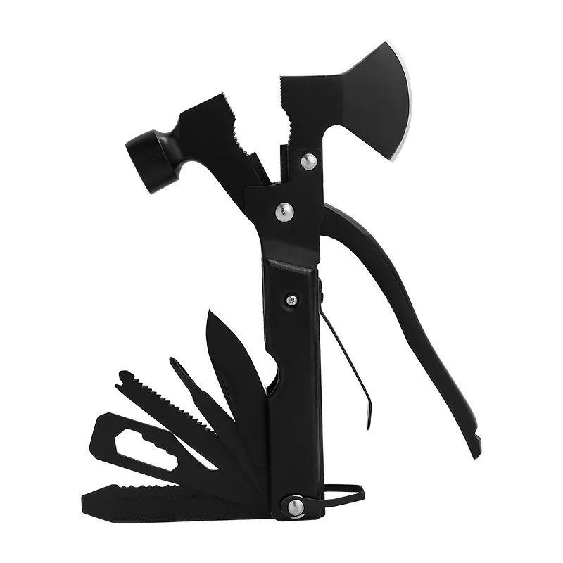 10 in 1 Portable Pocket tool Color wooden handle Custom logo Multi-function Mini Axe Hammer