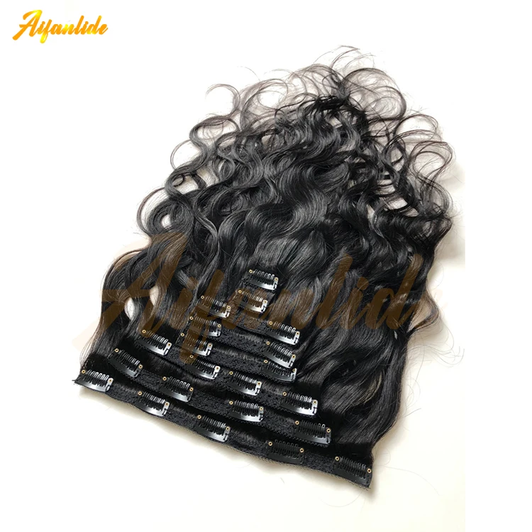 Body Wave Clip In Human Hair Extensions #1B Brazilian Remy Hair Clip Body Wave Human Clip In Hair Ins