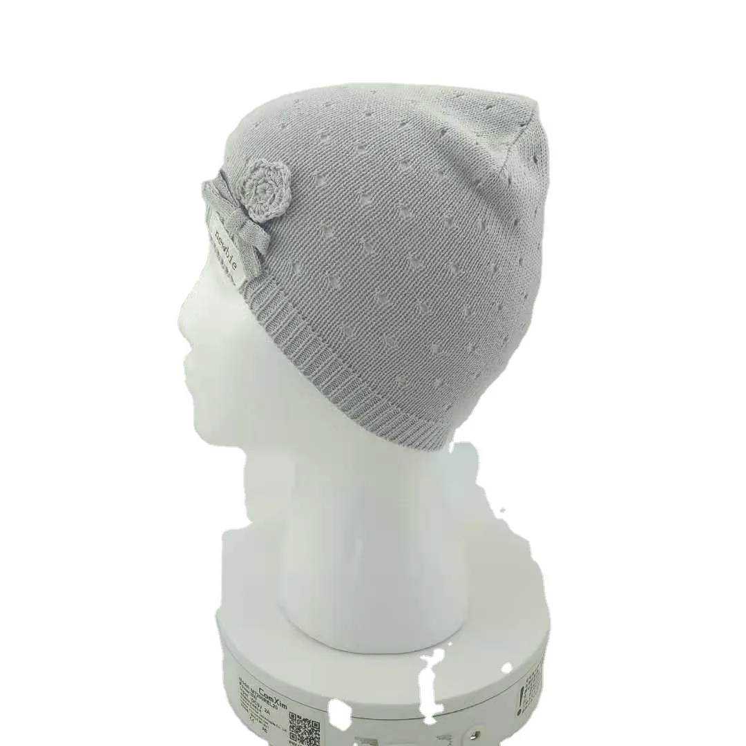 
fedora hat for Kids Knitted korean hats Cute Autumn cotton hat with beautiful flower 