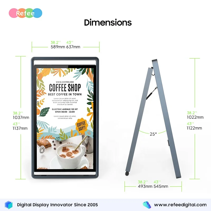Portable Solar Panel Battery Powered Digital Poster Outdoor Digital Signage Solar Energy System Smart TV Advertising Screen