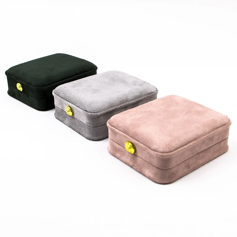 Customized Suede Velvet Jewelry Box  Ring Earring Bracelet Necklace Box Jewelry Packaging Box with Logo