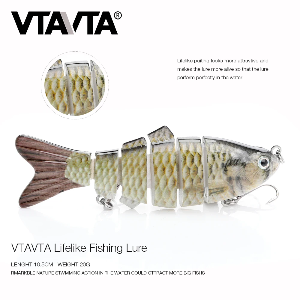 10cm 17.5g wobblers 6 segments swimming hard fishing fish lure bait bass jig isca artificial pesca