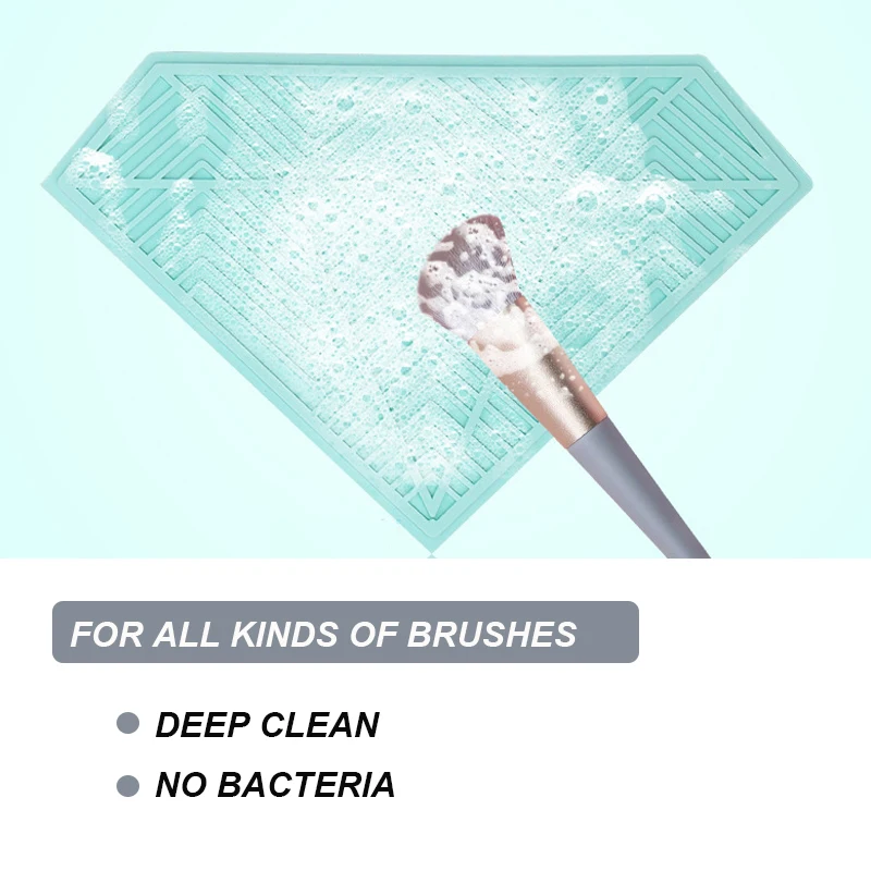 
2021 Amazon new design food grade silicone makeup brush cleaner brush scrubbing mat for makeup brush with diamon shape 
