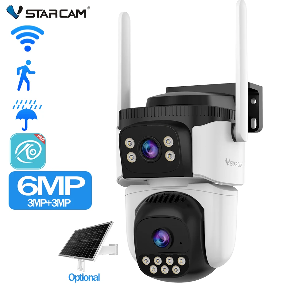 Vstarcam CS621DR хорошее цветное ночное видение 3MP беспроводная Wi-Fi камера безопасности с двумя объективами умная уличная
