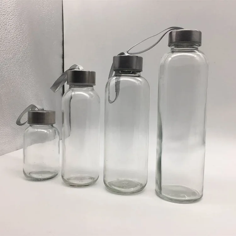 Clear Glass Water Bottles With Cover Glass Cup Juice Bottles