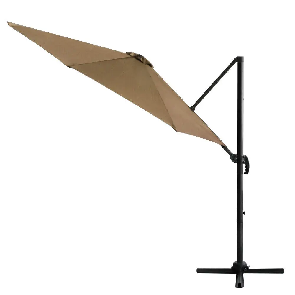 Outdoor lightweight aluminium frame patio umbrella large size 360 degrees luxury cantilever garden umbrella with cross base