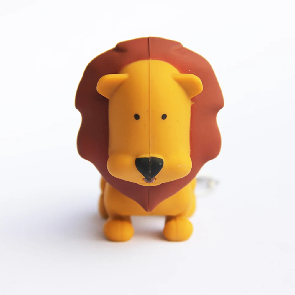 Мультяшный Лев светодиодный брелок модный со звуковыми металлическими брелками