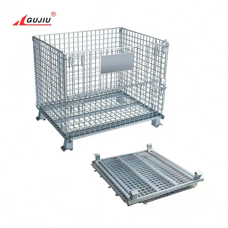 Replaceable Wire Wooden Storage Container Metal Firewood Plastic Pallet Cage Heavy Duty Storage Bins