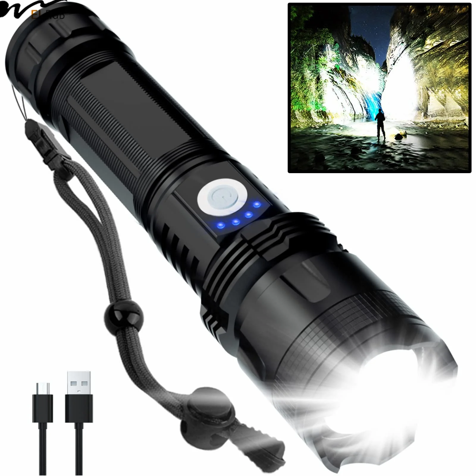 emergency light rechargeable LED Flashlights High Lumens Super Bright Powerful 5 Modes Waterproof Flashlight for Emergencies