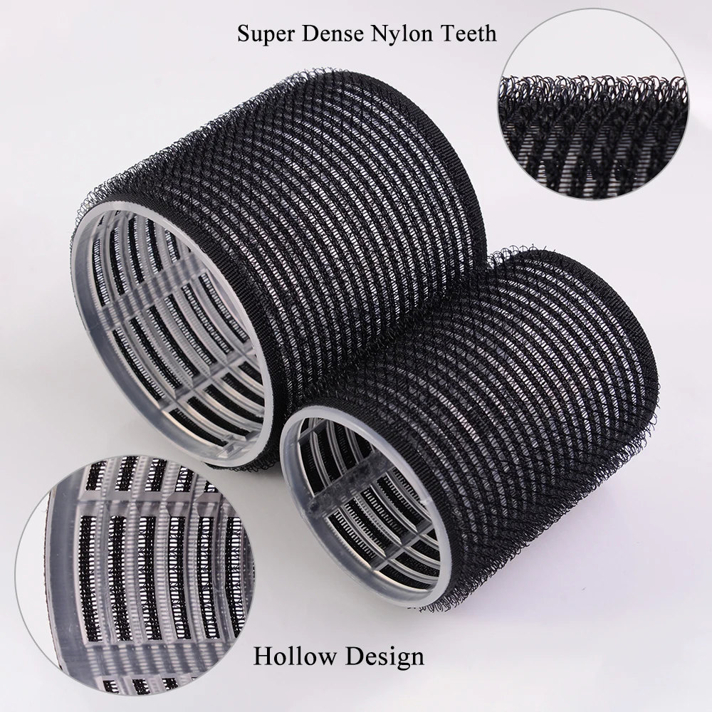 Custom package 16pcs self grip hair rollers and 6pcs alligator hair clips heatless plastic nylon hair rollers set