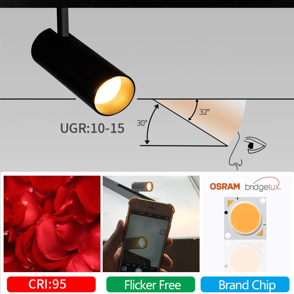 ERDU Dimmable Tuya Zigbee BT Track Lamps Smart 48V Magnetic Spotlight Rail Light Magnet Track Light LED Aluminum White Black