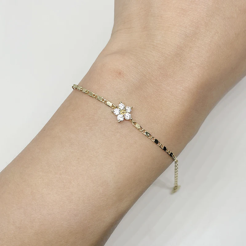 Ready to ship gold plated heart zircon bracelet jewelry adjustable stainless steel zircon bracelet for women