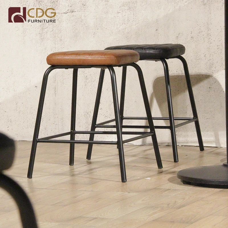 Indoor Modern Commercial Furniture Stacking Restaurant Dining Counter Cushion Stool Chair