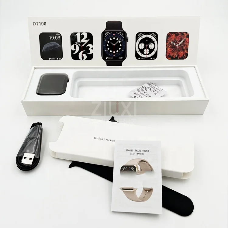 
2021 New DT100 Smartwatch Blood Pressure Rotate Button DT 100 Smart Watch 