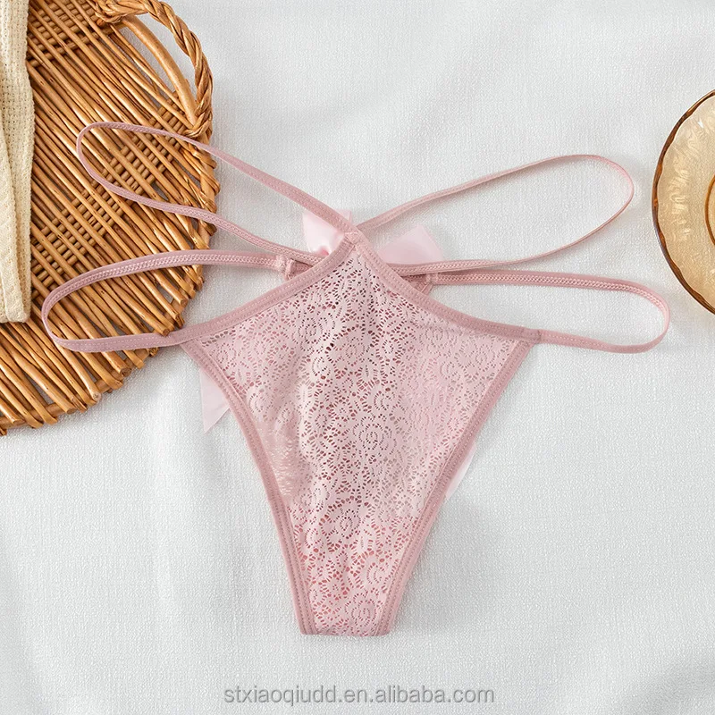 New thin belt sexy ultra-thin briefs light t pants Transparent temptation low waist Traceless lace thong panty panties for women