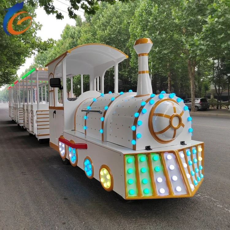 Amusement park games trackless little train electric fiberglass trackless train