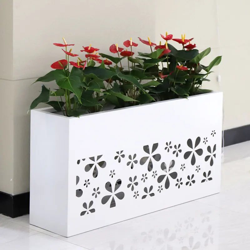 Square  large metal outdoor pots stand garden  flower pots in bulk commercial flower planter box