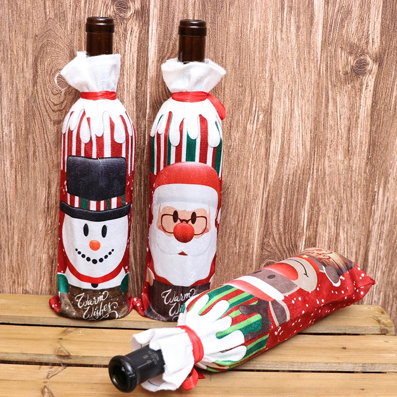 
Christmas Wine Bottle Cover Santa Snowman Elk Bottle Cover Bags Table Decoration Christmas Party Dinner Party Decoration Gift/ 