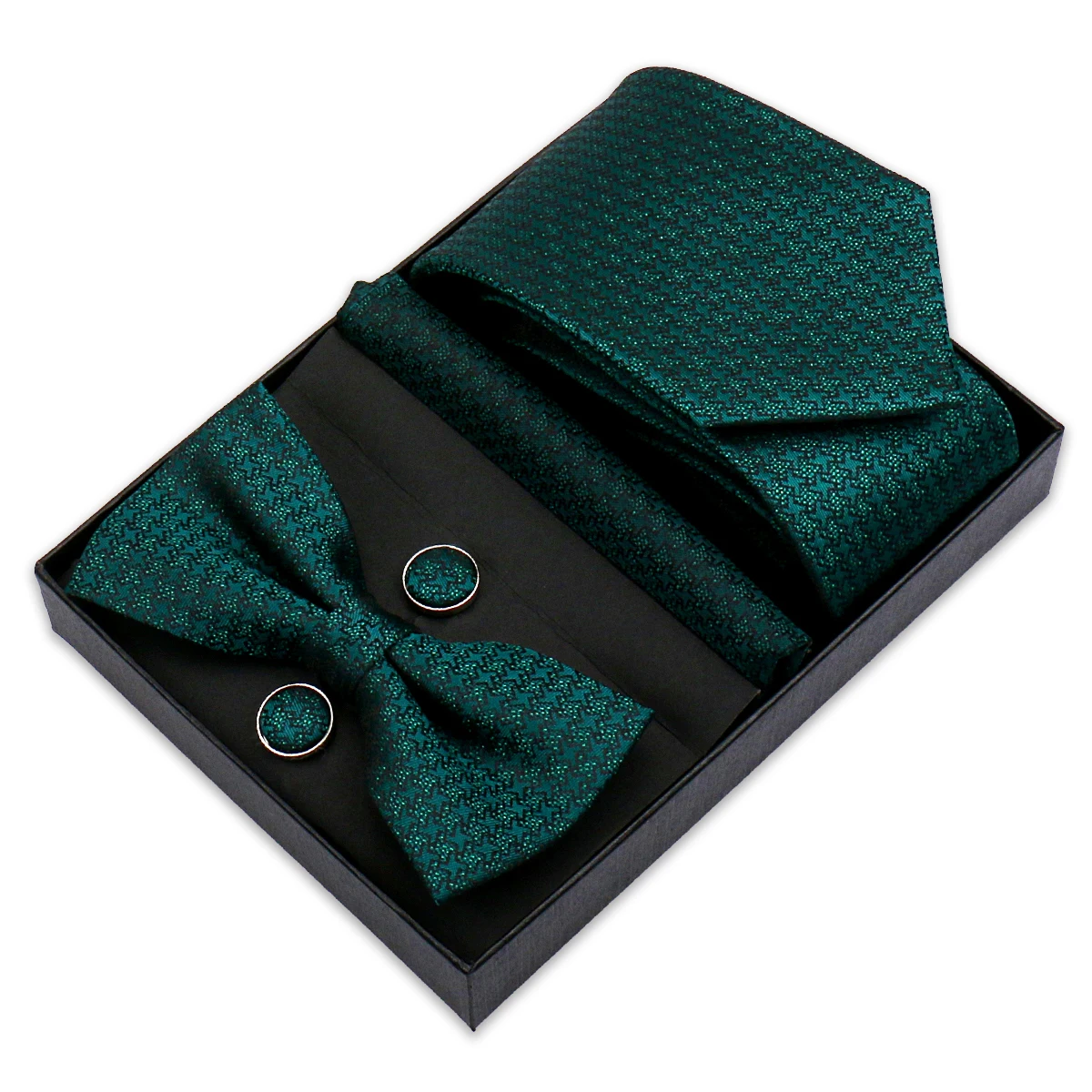 Роскошный мужской комплект из галстука и манжеты галстук-бабочка зеленого синего цвета с карманом набор в коробке