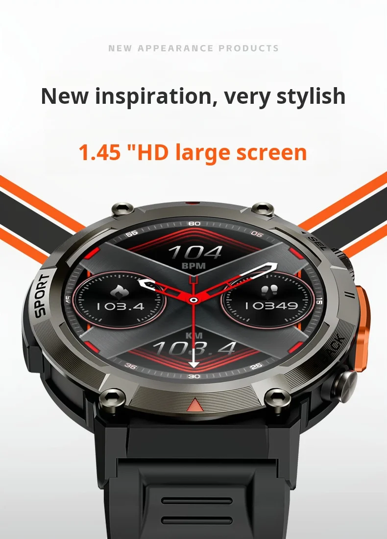 1.43-Inch AMOLED High-Definition Display Outdoor Smart Sports Watch with Blood Pressure Blood Oxygen Sleep Monitoring 4G Feature