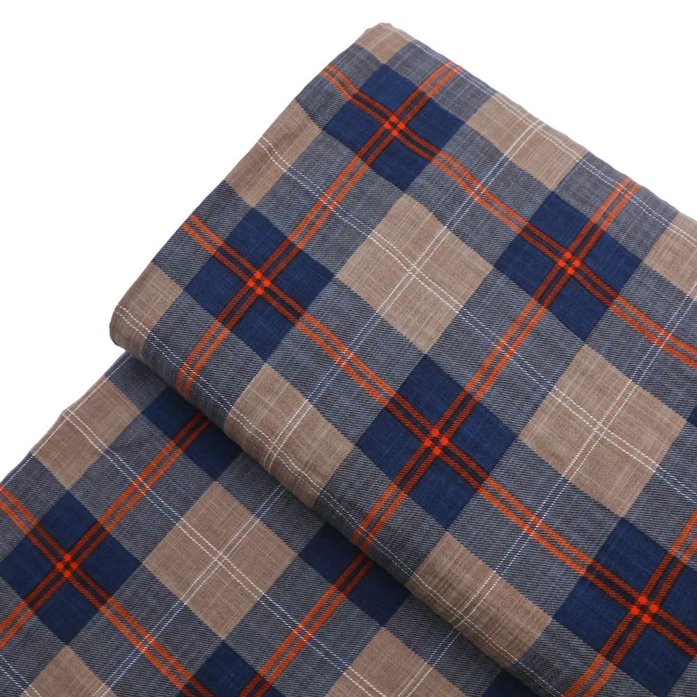 New design fishional plaid pattern linen fabric printed for wholesale Linen-3-0001