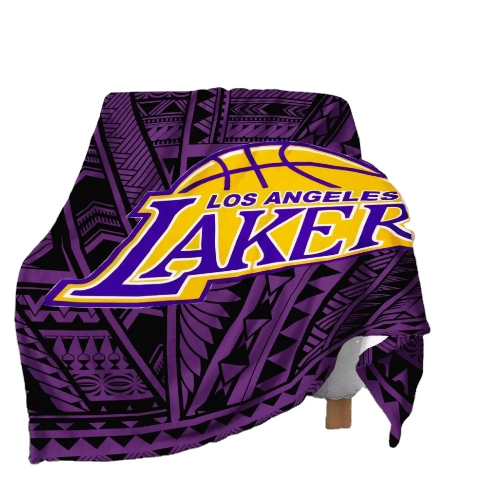 Sublimation Print Polynesian Tribal Design Throw Blanket NFLE Rugby League Laker Los Angeles Logo Upscale Flannel Fleece Blanket