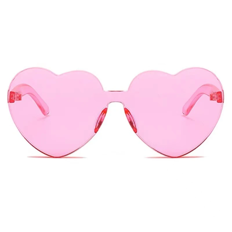 Heart Shaped Sunglasses Transparent Candy Color Heart Frameless Glasses Party Favors