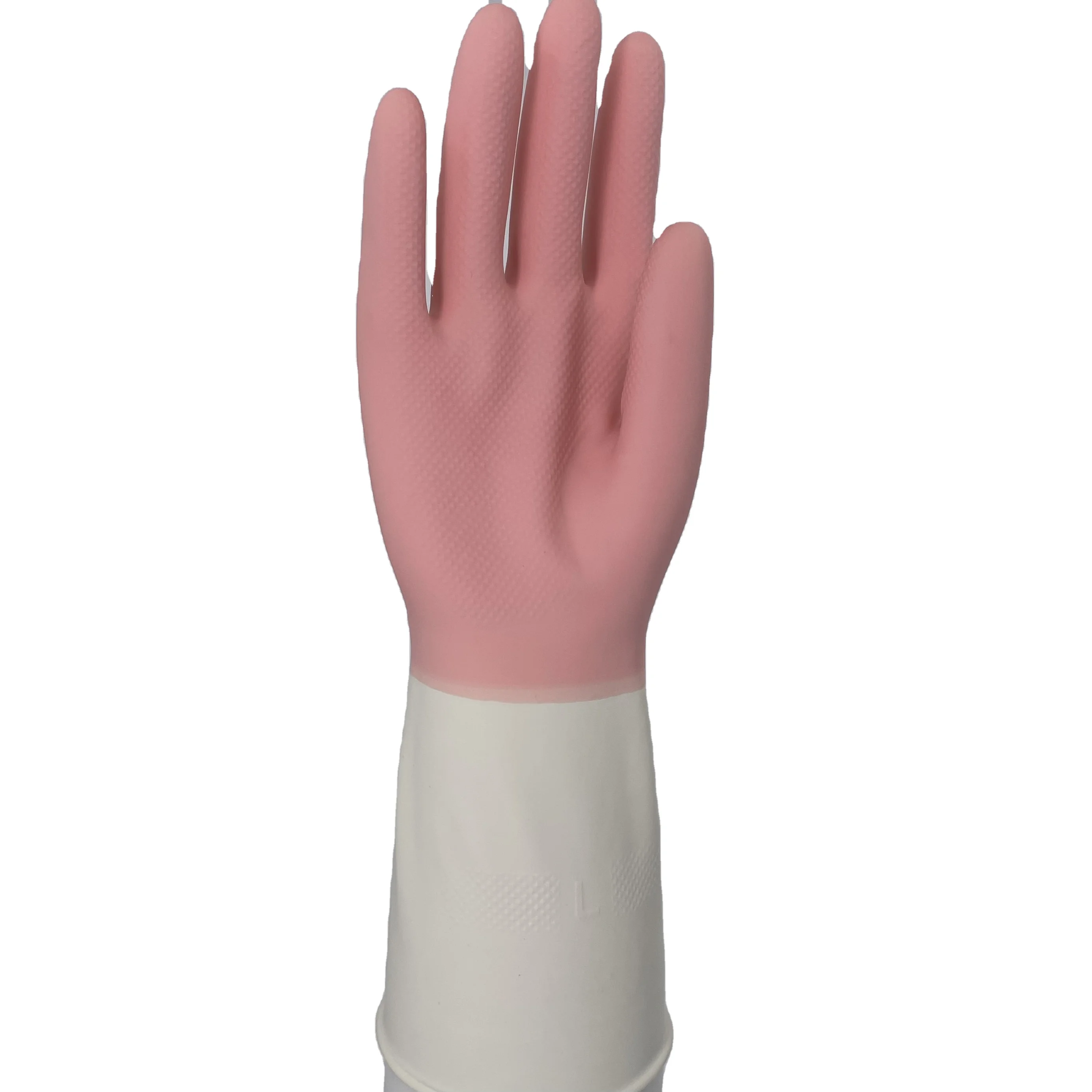 Bi-color Garden dish washing household rubber clean latex gloves