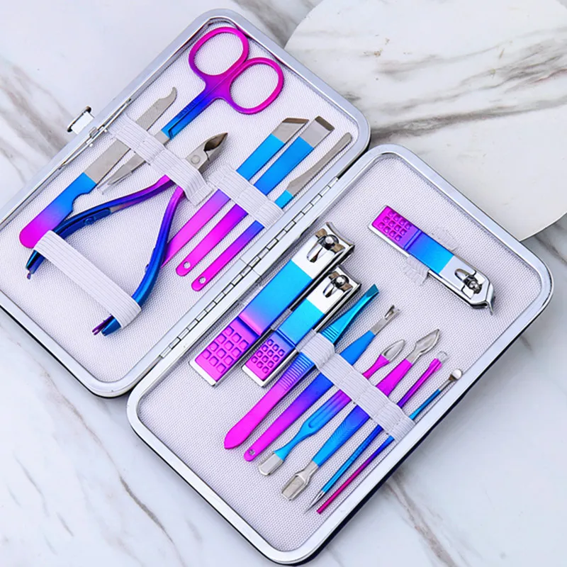 Private Label Rainbow Color Nail Clippers Kit Grooming Kit Personal Care Tool Nail Care Tool Gifts Women Pedicure Manicure Set