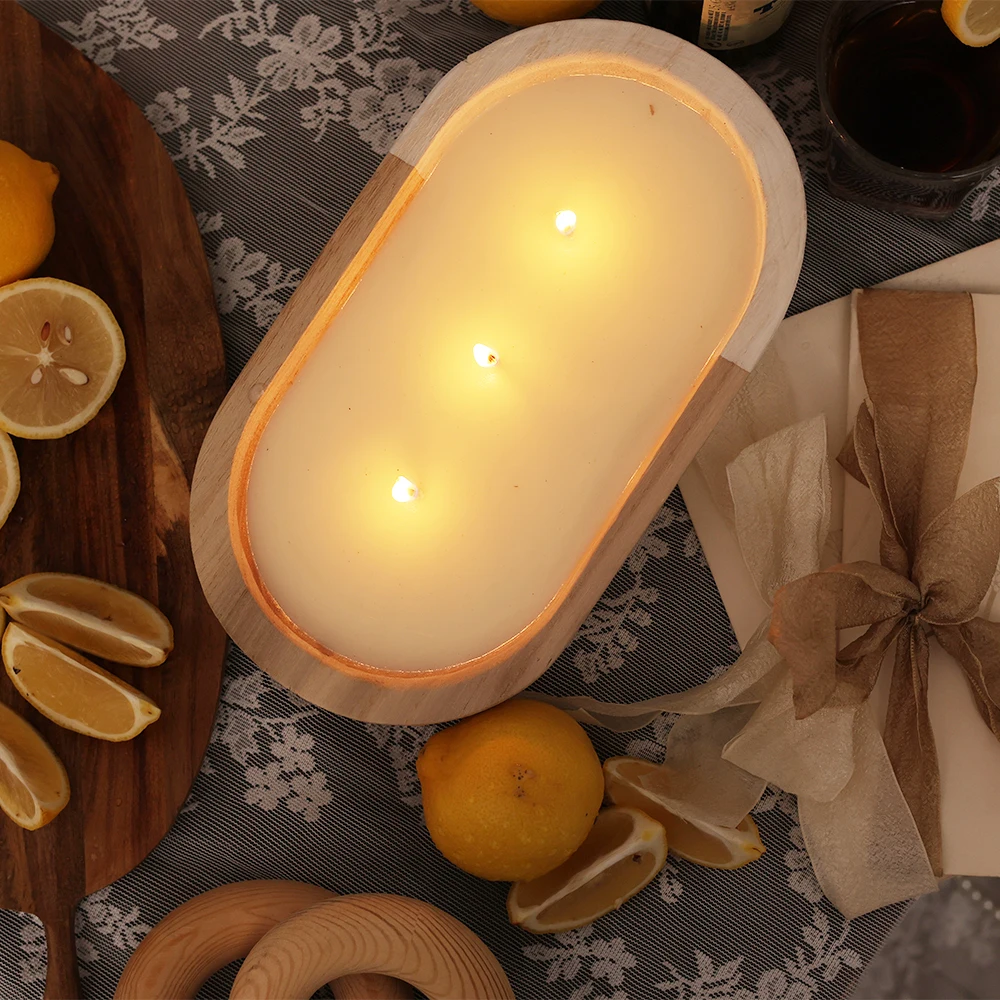 Rustic style brown wooden dough bowls for candle making empty wood dough bowl decor prayer bowl for sales