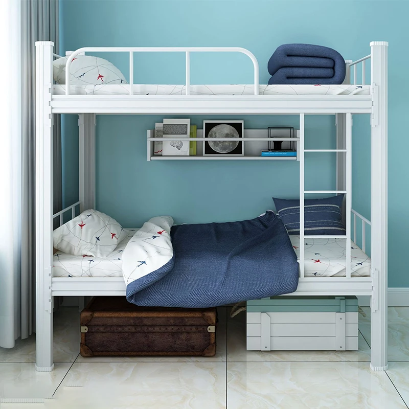 Double Bunk Bed Space Saving Beds Letto a Castello Hostel Children Student Metal for Kids King Frame Adult Boys Set Deck Iron