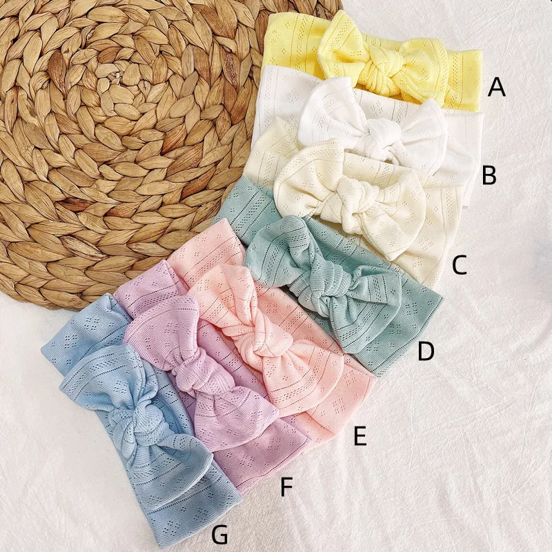 18 CM Newest Style Cute Cable Knit Bows Headband Newborn Baby Mesh Elastic Hair Bands Girls Head wear Infant Head wrap Kid Bulk