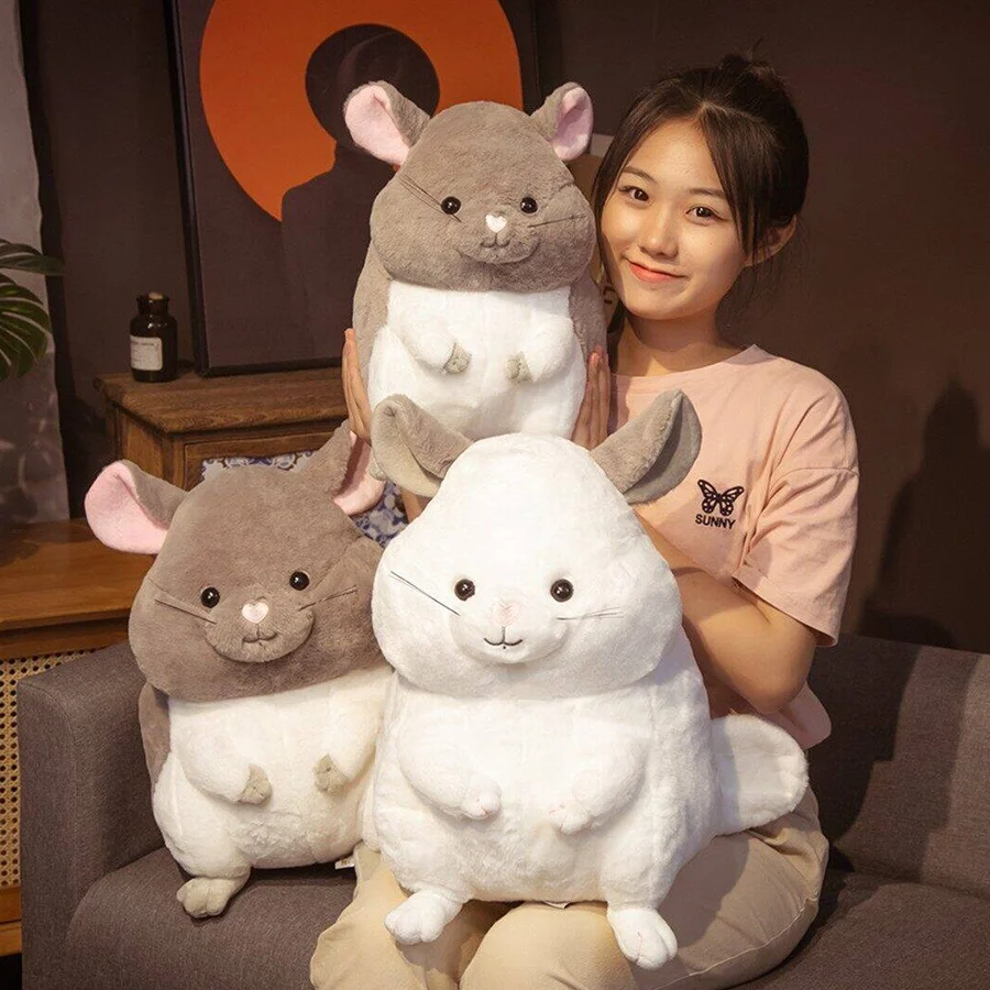 Manufacturers custom realistic animal pillow toys new sitting chinchilla mouse plush doll wholesale