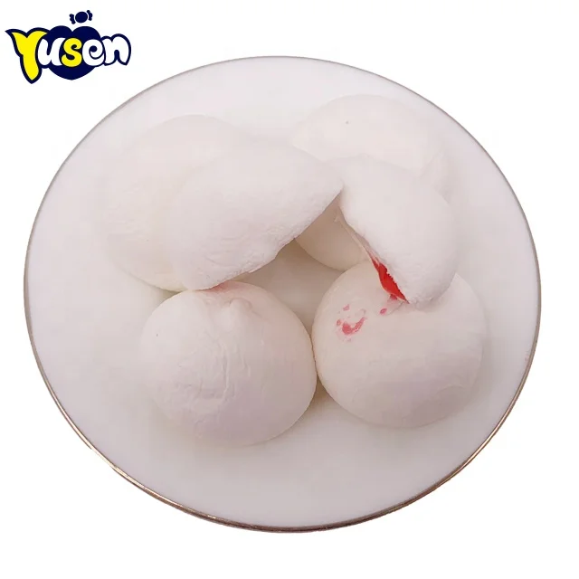 Private Label Marshmallow Confectionery Manufacturer Cotton Candy Strawberry Jam Filled Free Sample Available