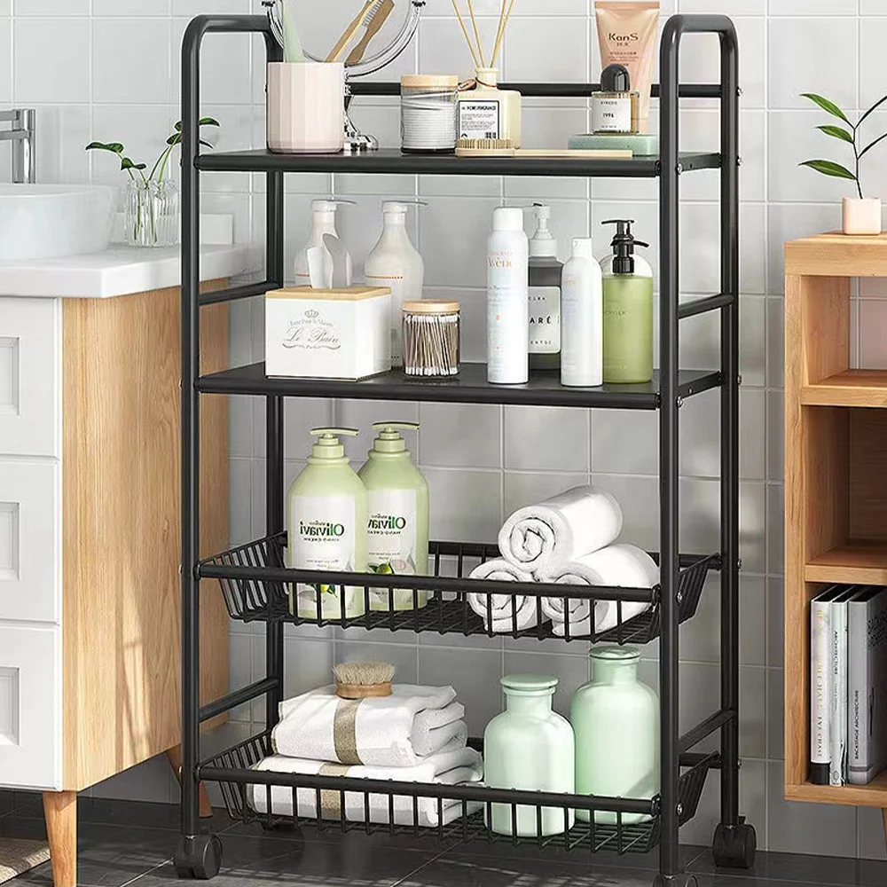 Lihangrui Home Storage metal Shelf organizer with Wheels telescopic kitchen rack Storage Holder & Rack kitchen organizer