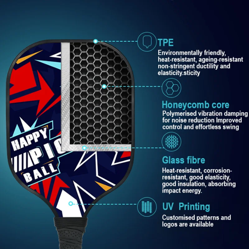 Factory Carbon Fiber Pick Racket PP Racket Pickleball Paddle Tennis Sports Ball Sports Children Game Glass fibre Squash Rackets