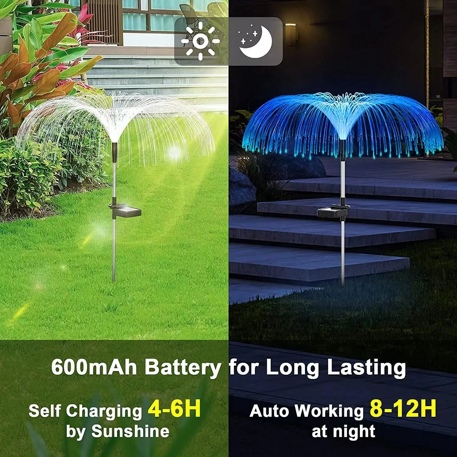 Solar IP65 Waterproof Jellyfish Fiber Optic LED Light Lawn Garden Decorative Light