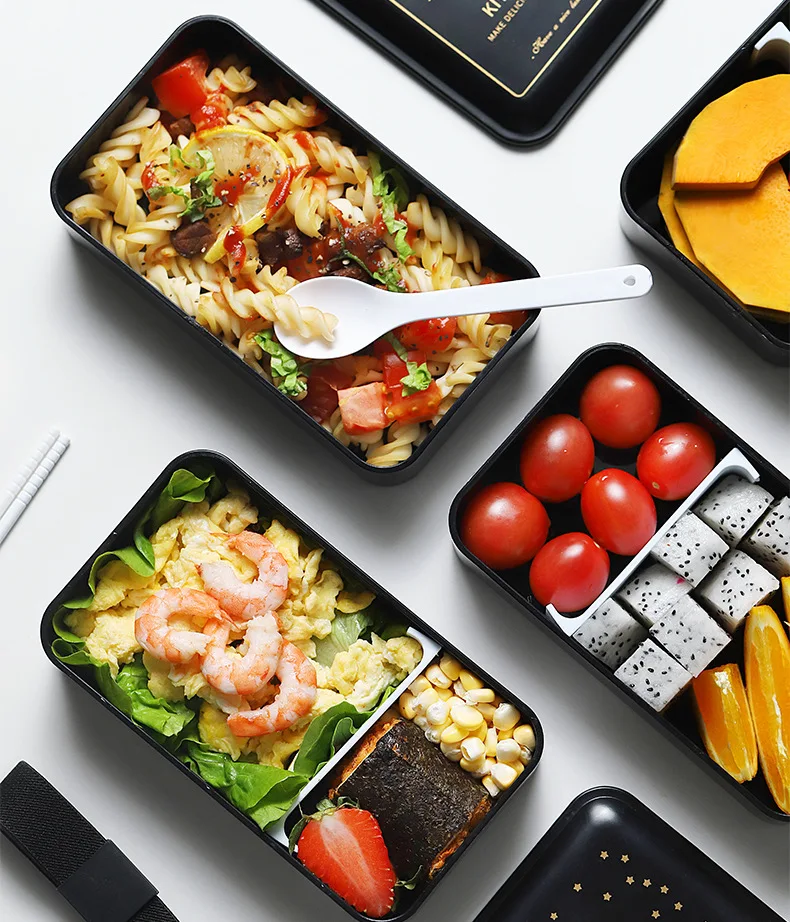 New Fashion Lunch Box Lunch Office Worker Student Double Layer Microwave Oven Heating Separate Large Fruit Salad Lunch Box Set