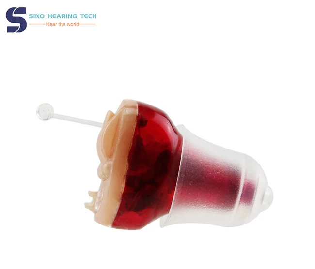 Hearing Aid Complete In The Ear Mini Affordable Hearing Aid with Red/Blue Color Invisible Hearing Aids for Seniors