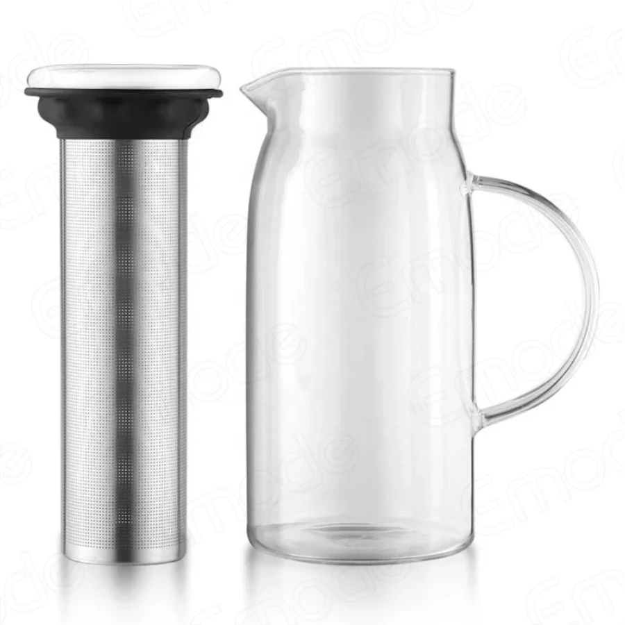Стеклянные воздухонепроницаемые кувшины для холодного чая со льдом с носиком стеклянный кувшин съемным фильтром из нержавеющей стали