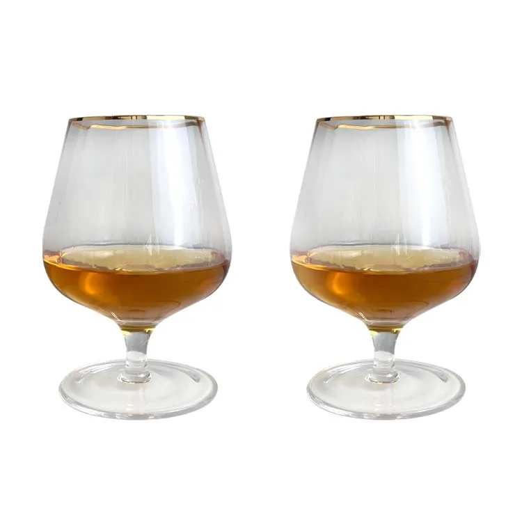 Gold Rim Brandy Glass Tasting Glasses 450ml Cognac Crystal Clear Spirits Drinking Glass Snifters